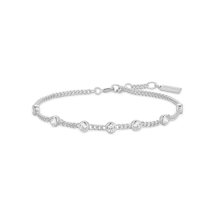 Ania Haie Silver Multi Station Round Stone Chain Bracelet