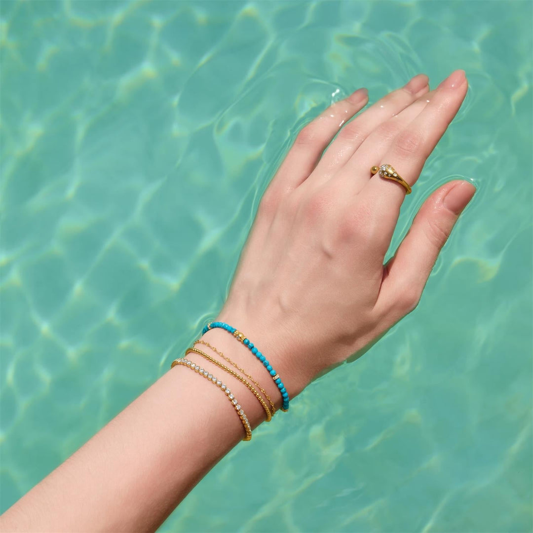 Ania Haie Gold Lab-Created Turquoise Beaded Bracelet B073-03G