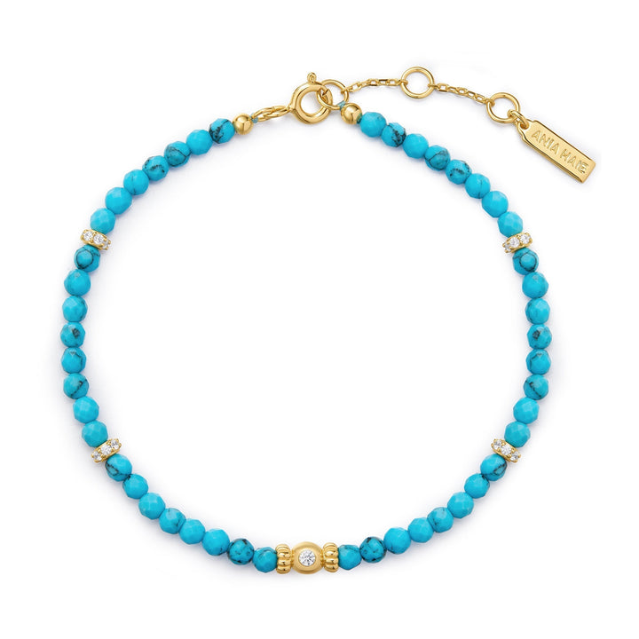 Ania Haie Gold Lab-Created Turquoise Beaded Bracelet B073-03G