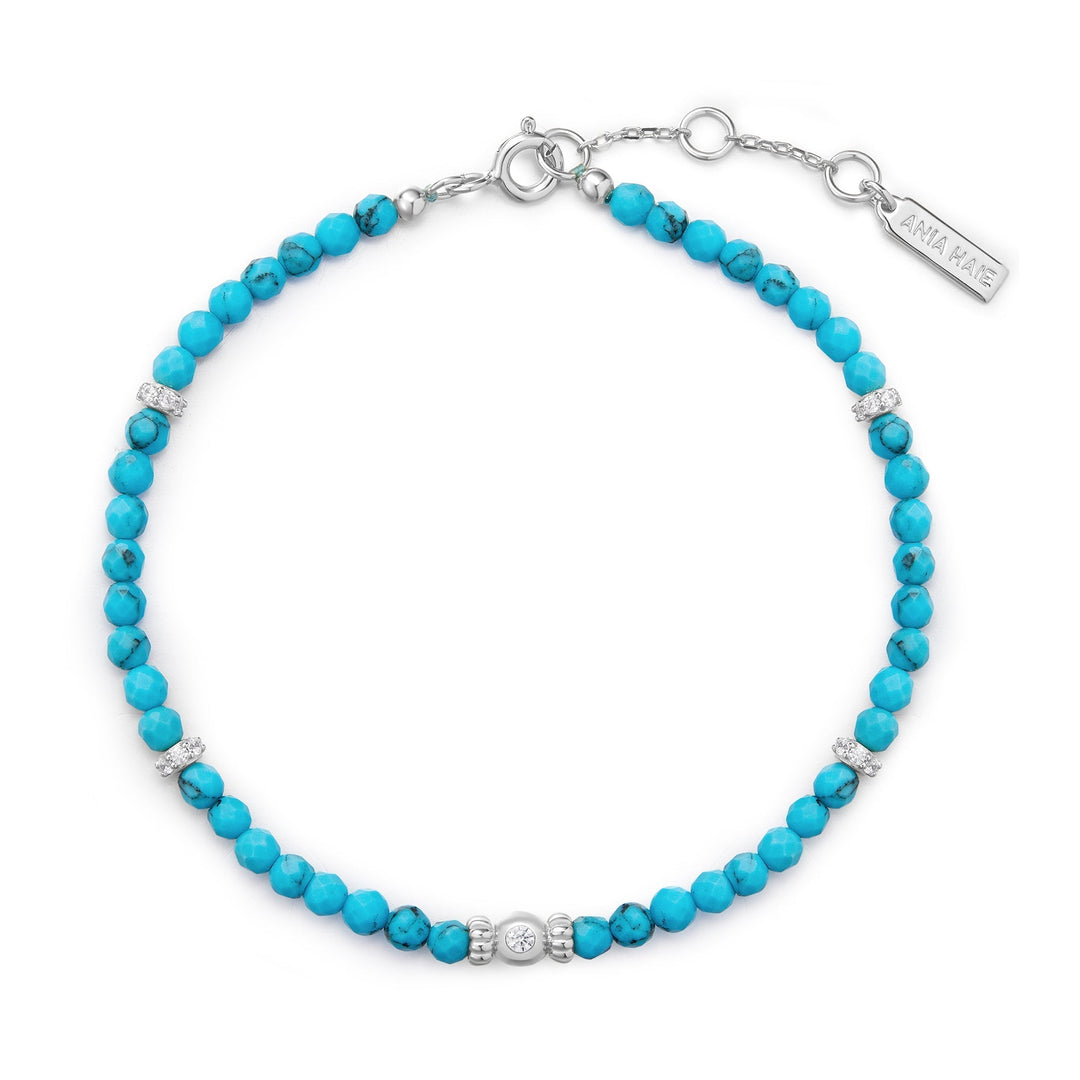 Ania Haie Silver Lab-Created Turquoise Beaded Bracelet B073-03H