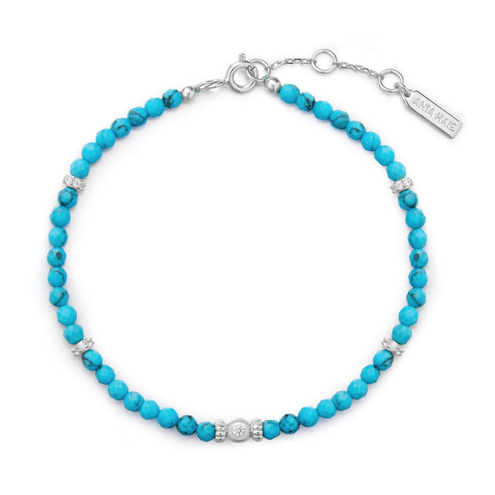 Ania Haie Silver Lab-Created Turquoise Beaded Bracelet B073-03H