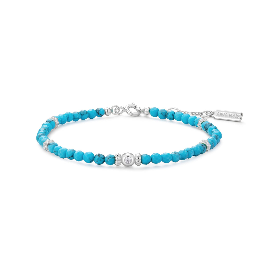 Ania Haie Silver Lab-Created Turquoise Beaded Bracelet B073-03H