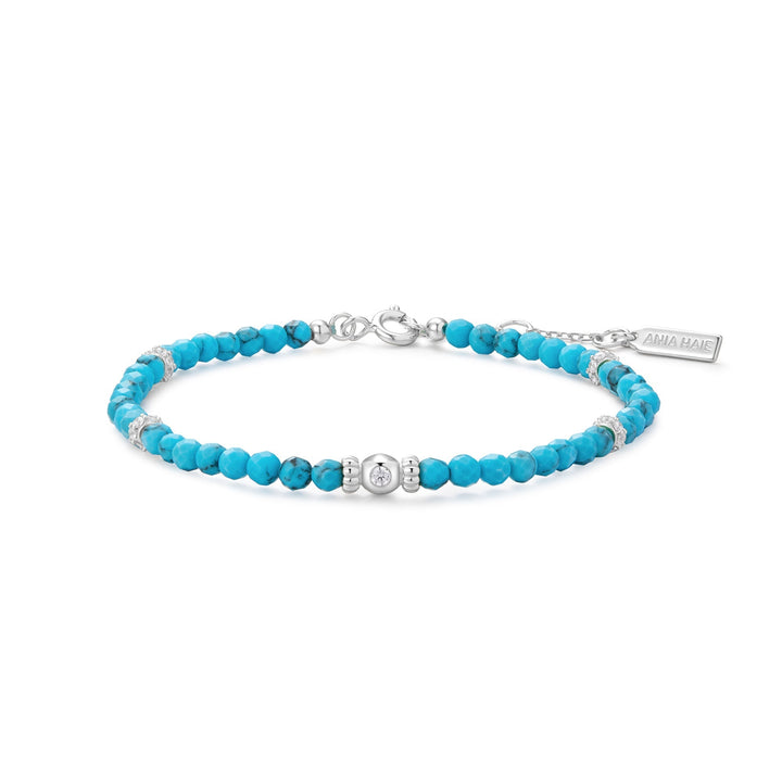 Ania Haie Silver Lab-Created Turquoise Beaded Bracelet B073-03H