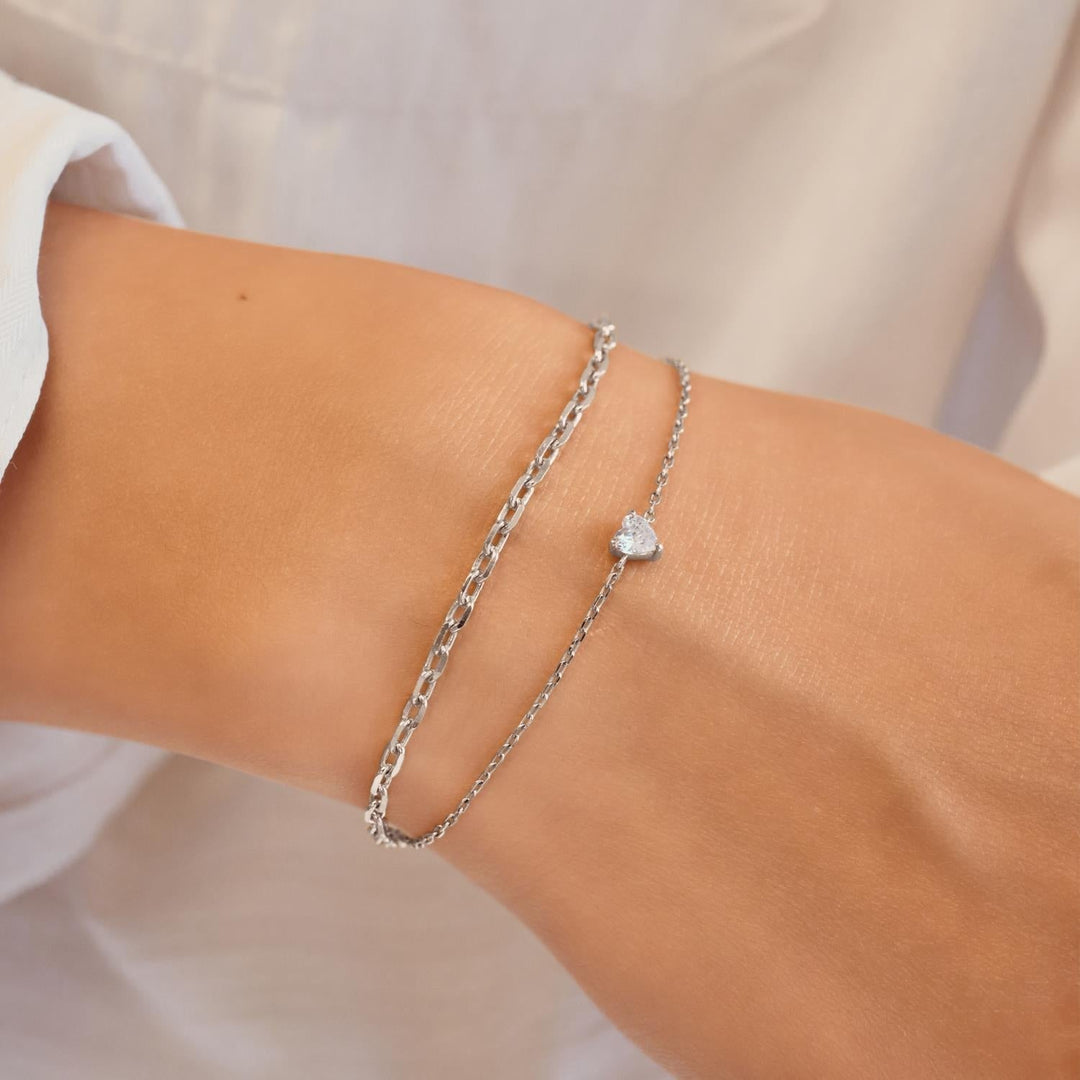 Ania Haie Silver Sparkle Heart Bracelet B074-01H