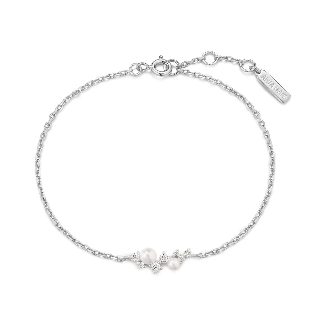 Ania Haie Silver Shell Pearl Cluster Bracelet B074-03H