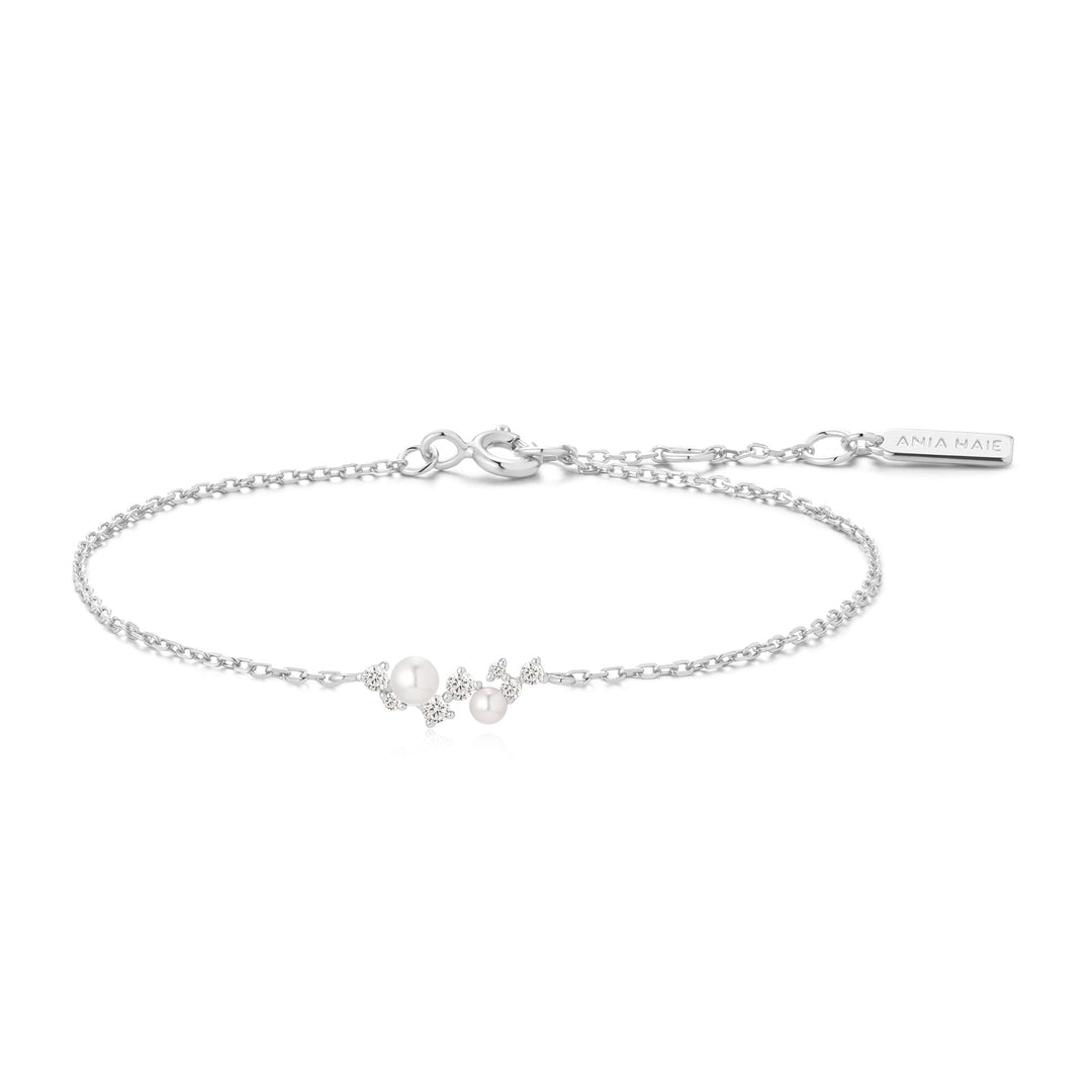 Ania Haie Silver Shell Pearl Cluster Bracelet B074-03H