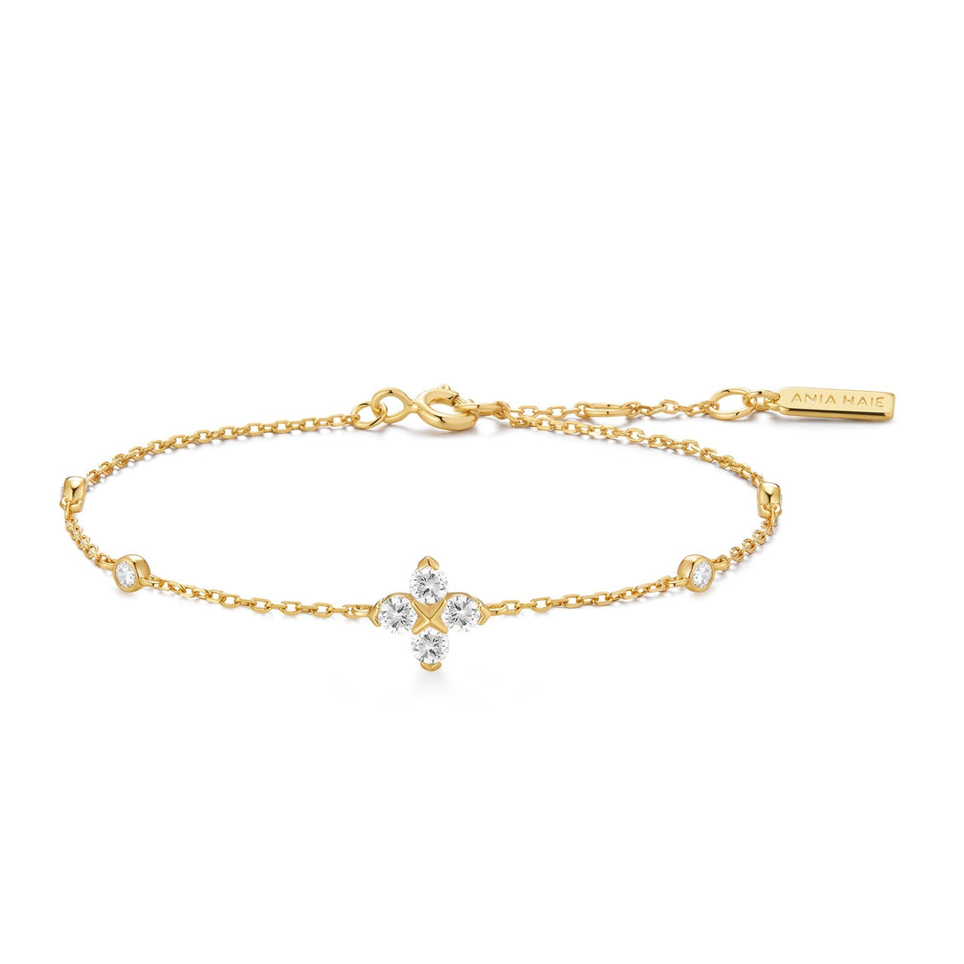 Ania Haie Gold Sparkling Lucky Clover Bracelet B074-04G