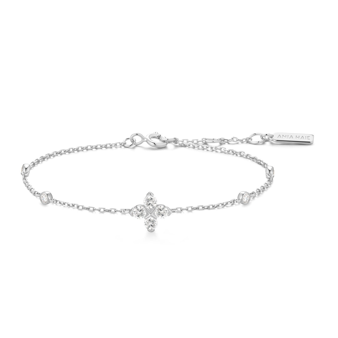 Ania Haie Silver Sparkling Lucky Clover Bracelet B074-04H