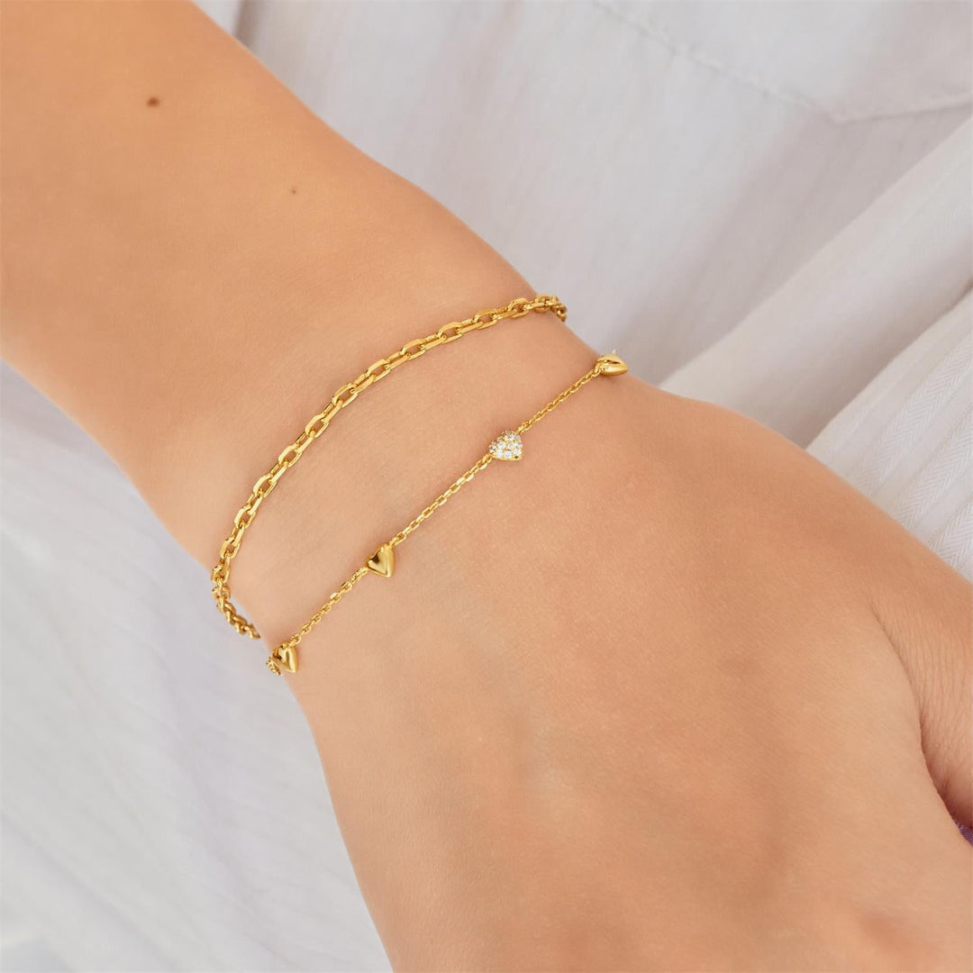 Ania Haie Gold Pave Puffed Heart Station Bracelet B074-06G