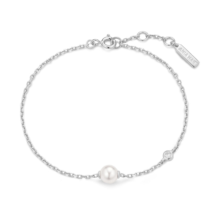 Ania Haie Silver Shell Pearl & Bezel-Set Sparkle Bracelet B075-01H