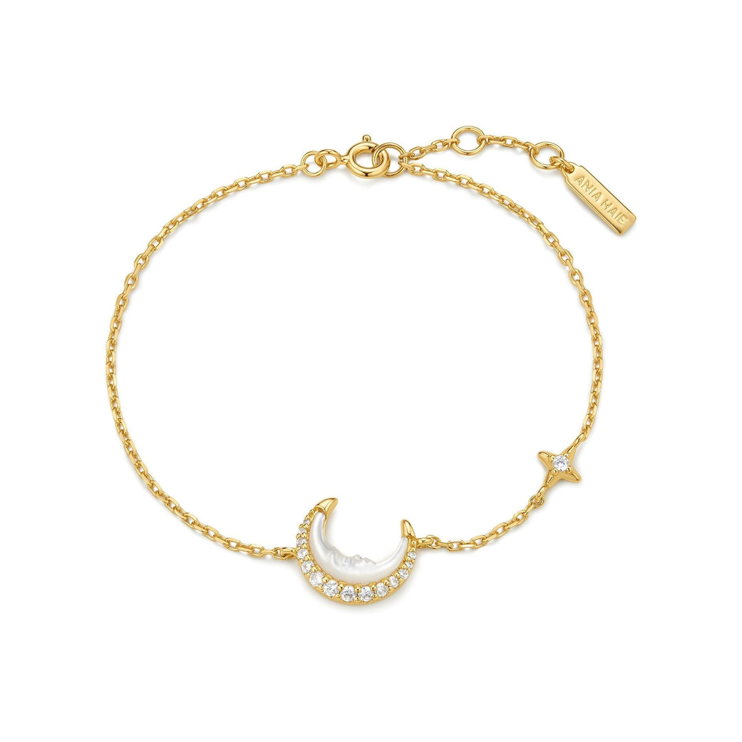 Ania Haie Gold Mother-of-Pearl Crescent Moon Bracelet B075-05G