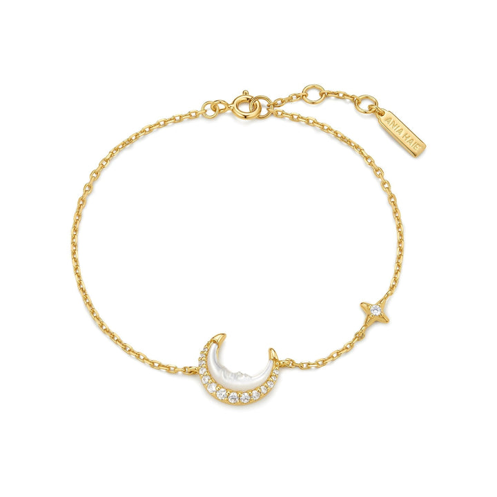 Ania Haie Gold Mother-of-Pearl Crescent Moon Bracelet B075-05G