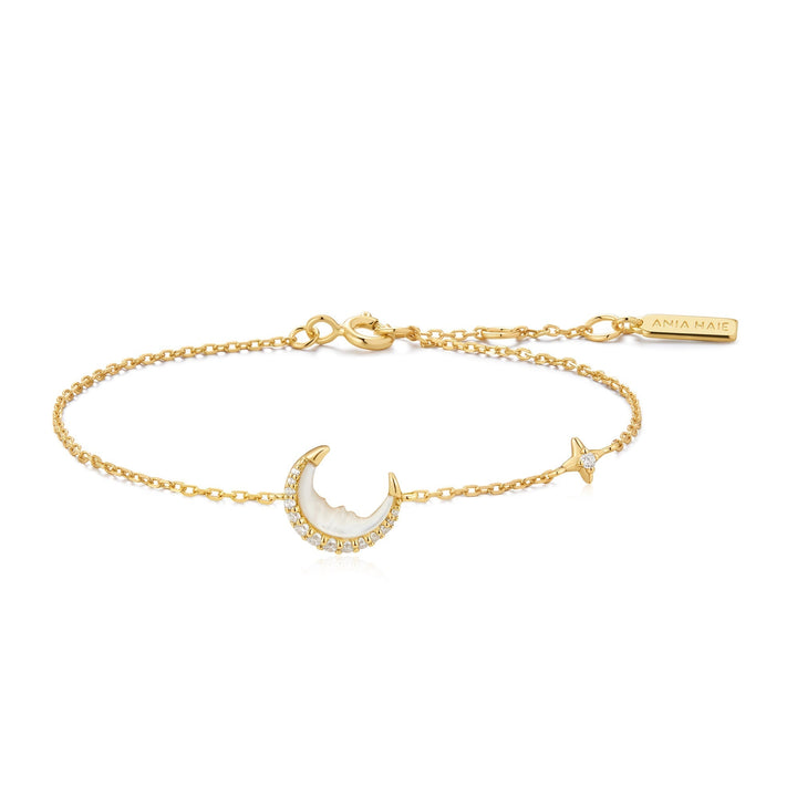 Ania Haie Gold Mother-of-Pearl Crescent Moon Bracelet B075-05G
