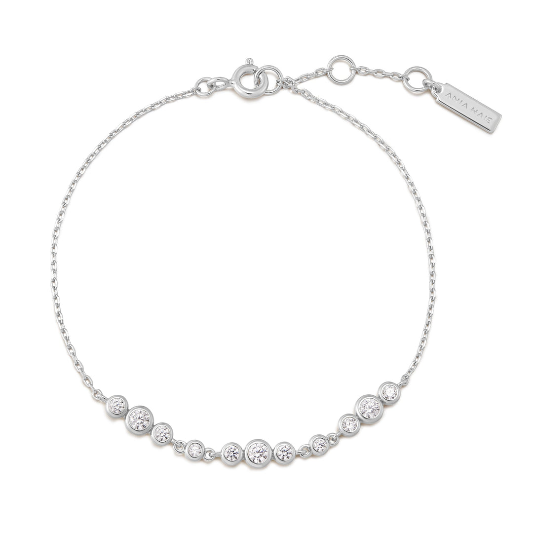 Ania Haie Silver Graduated Bezel-Set Trios Bracelet B075-06H
