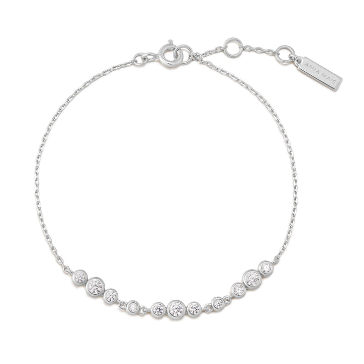 Ania Haie Silver Graduated Bezel-Set Trios Bracelet B075-06H