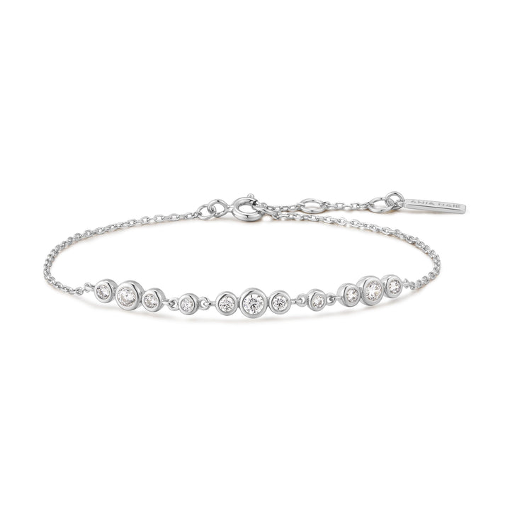 Ania Haie Silver Graduated Bezel-Set Trios Bracelet B075-06H