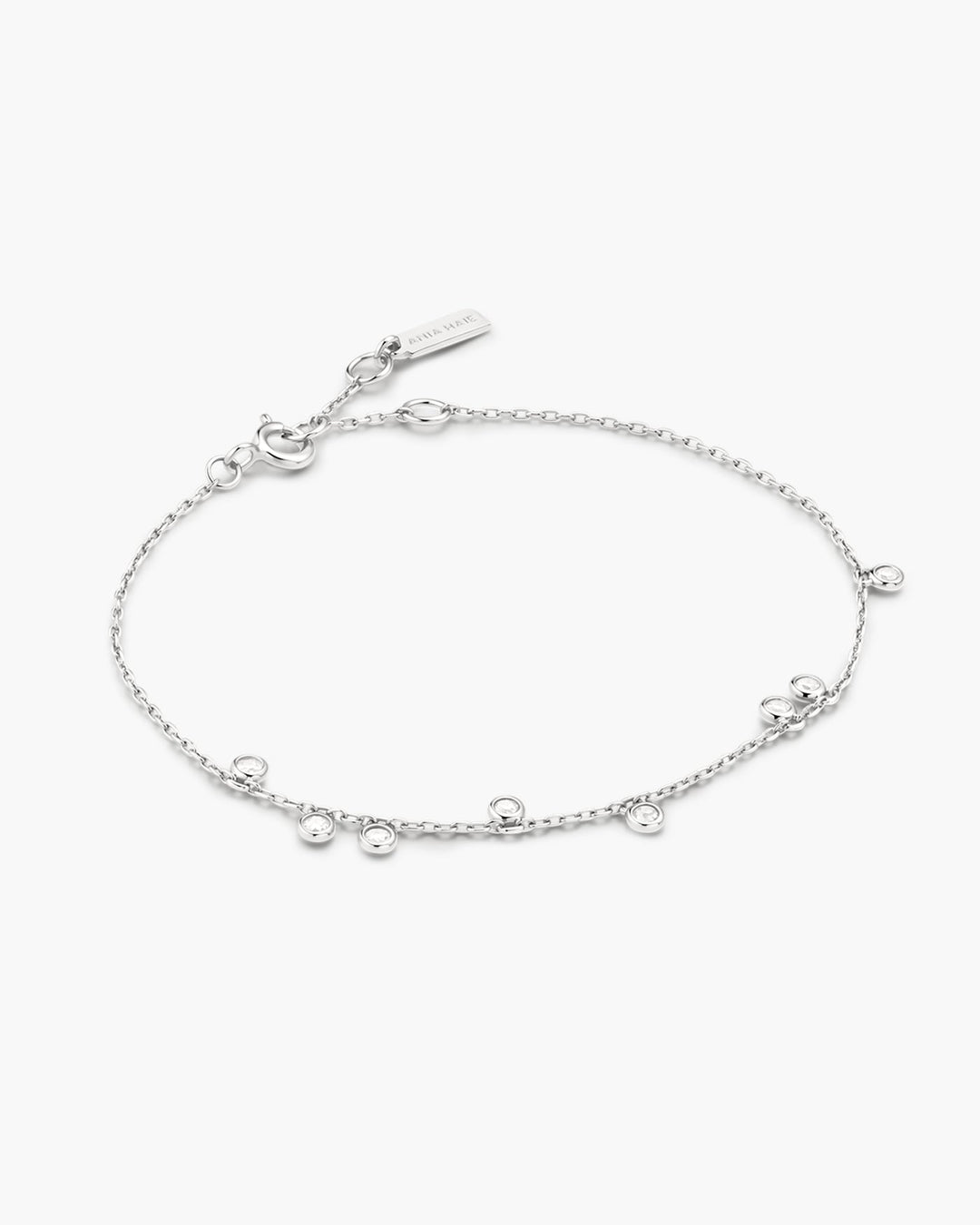Ania Haie Silver Bezel-Set Droplet Station Bracelet B076-01H