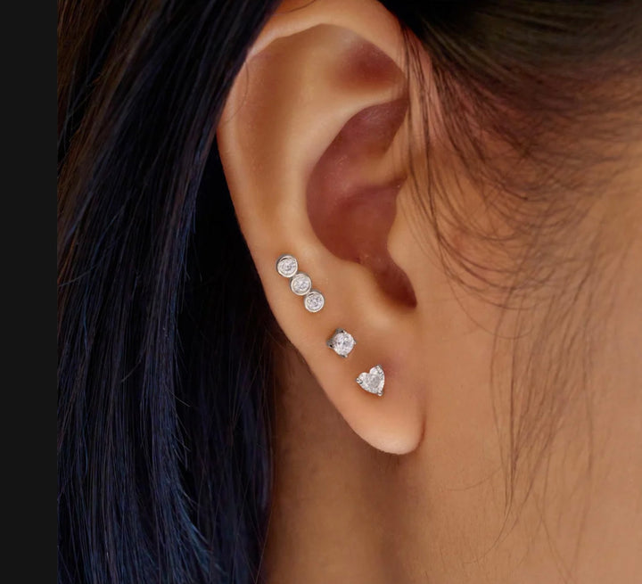 Ania Haie Silver Triple Stone Bezel Barbell Single Earring E070-05H