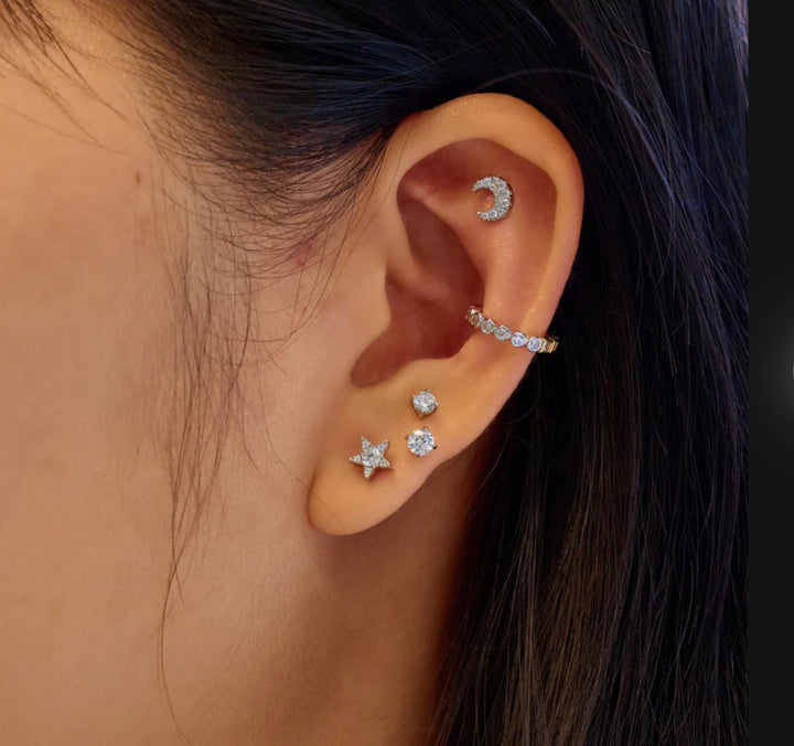 Ania Haie Silver Sparkle Round Barbell Single Earring E070-03H