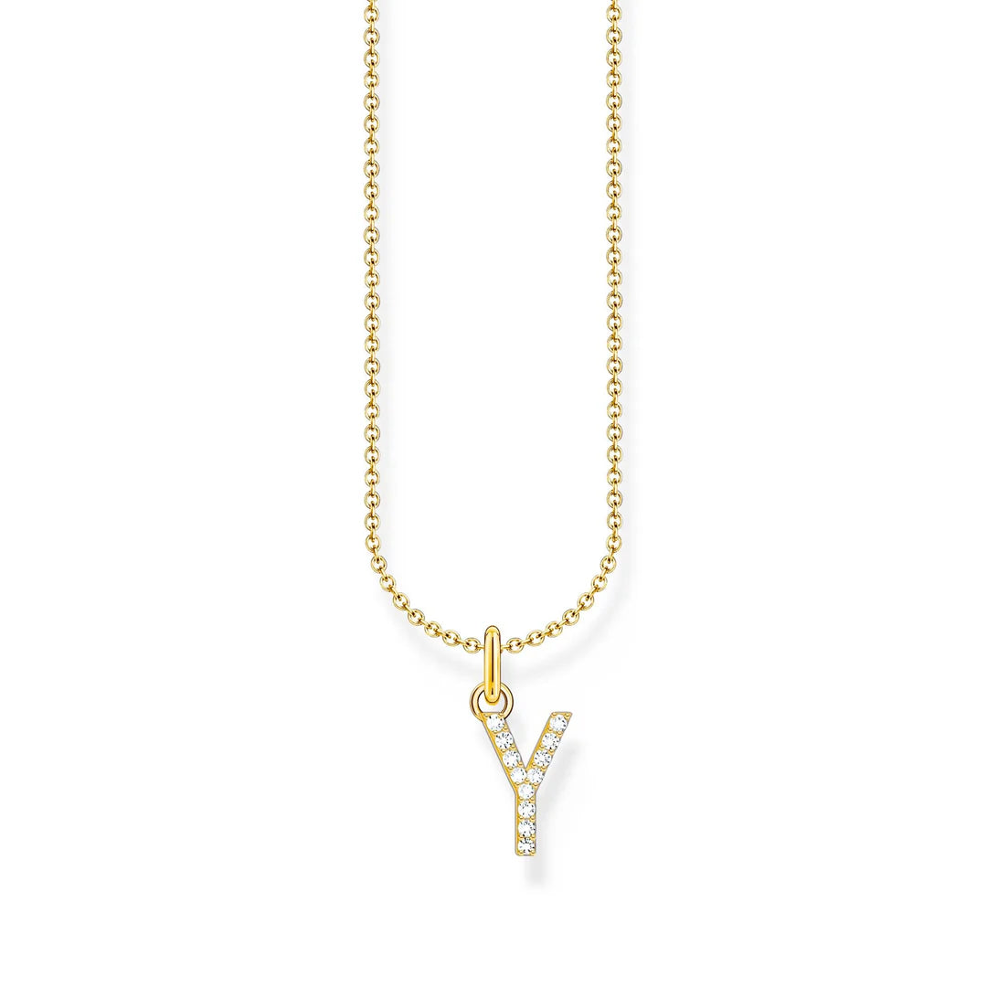 THOMAS SABO NECKLACE with Letter Pendant Y and White Zirconia - GOLD TKE2264Y