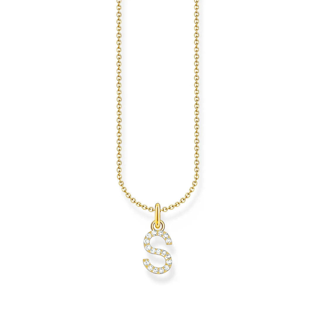 THOMAS SABO NECKLACE with Letter Pendant S and White Zirconia - GOLD TKE2258Y