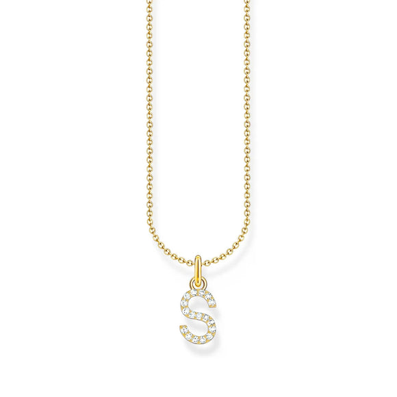 THOMAS SABO NECKLACE with Letter Pendant S and White Zirconia - GOLD TKE2258Y