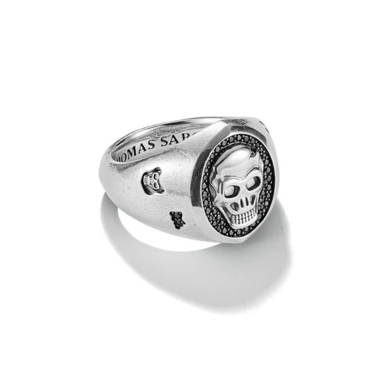 THOMAS SABO Skull Signet Ring with Black Zirconia TR2511M