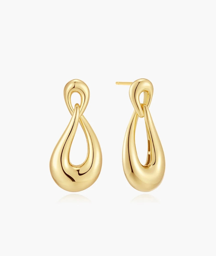 Ania Haie Gold Interlocked Waves Stud Hoop Earrings E077-06G
