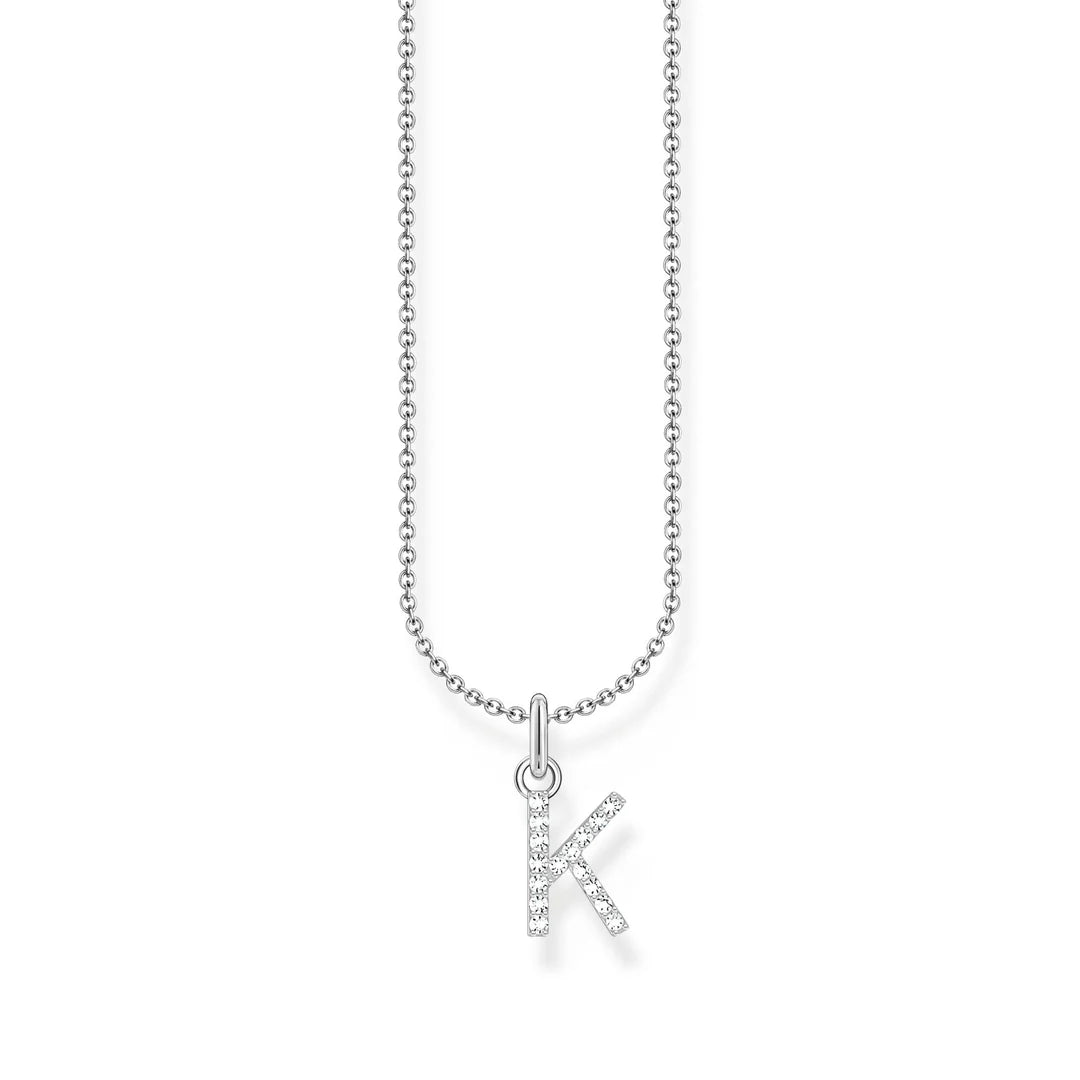 THOMAS SABO NECKLACE with Letter Pendant K and White Zirconia - SILVER TKE2250