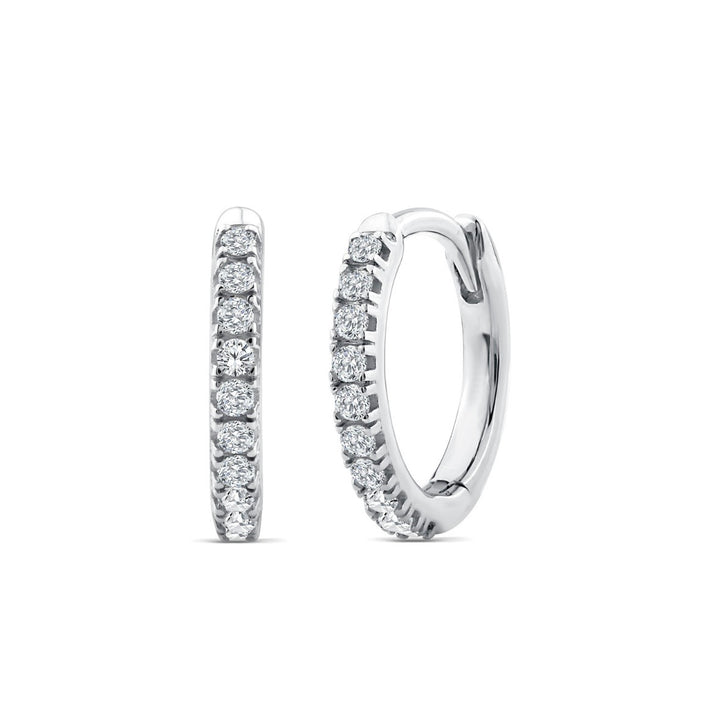 Lab Diamond 9K White Gold 0.12ct F VS 9mm Hoop Earrings LGEH-2076W