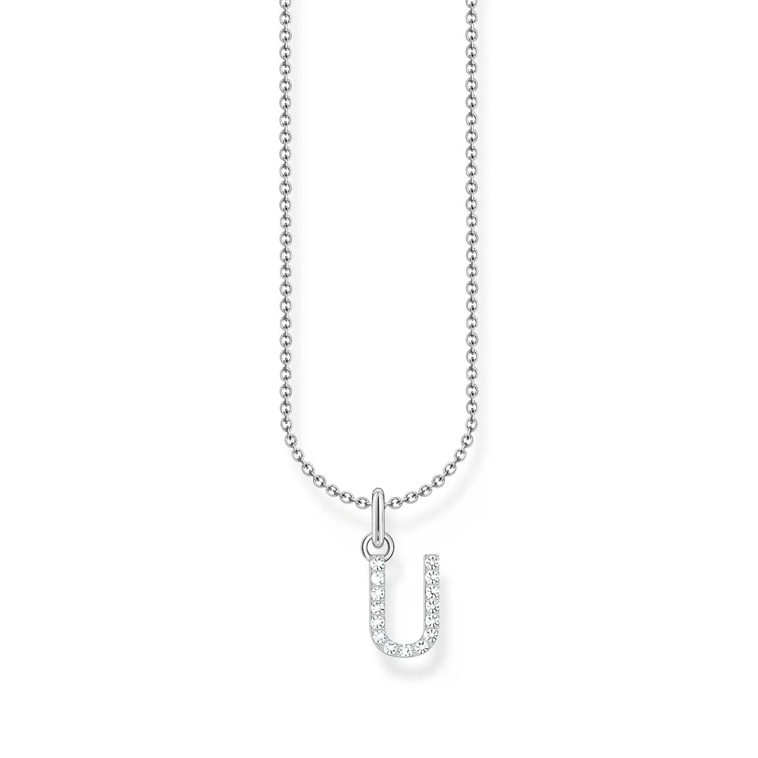 THOMAS SABO NECKLACE with Letter Pendant U and White Zirconia - SILVER TKE2260