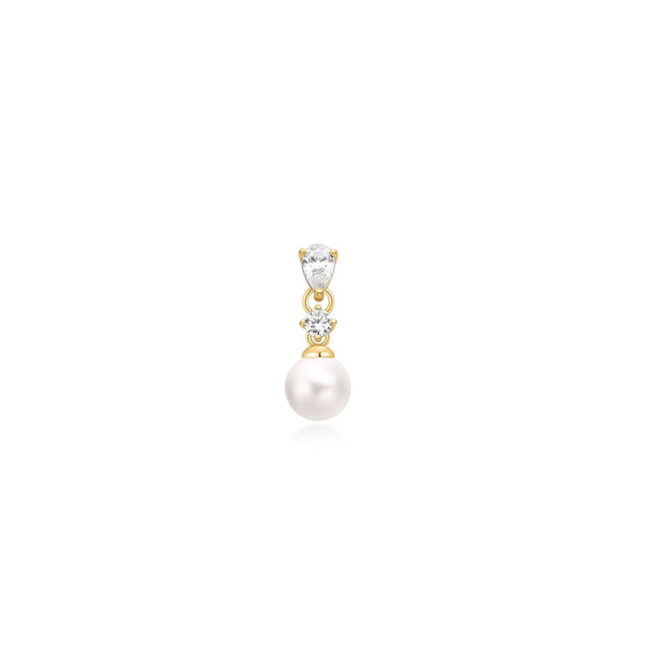 Ania Haie Gold Shell Pearl Dangling Barbell Single Earring E070-15G