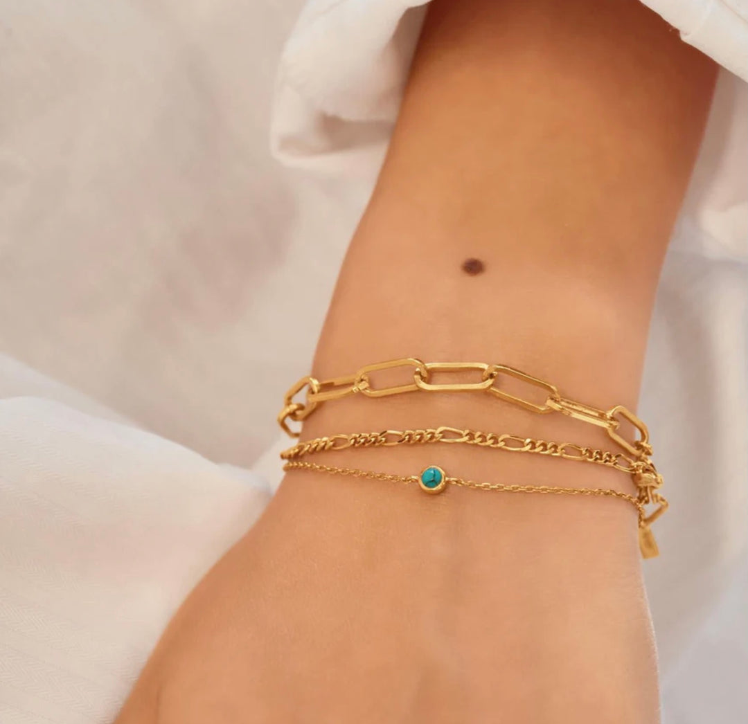 Ania Haie Gold Bezel-Set Lab-Created Turquoise Solitaire Bracelet B073-01G