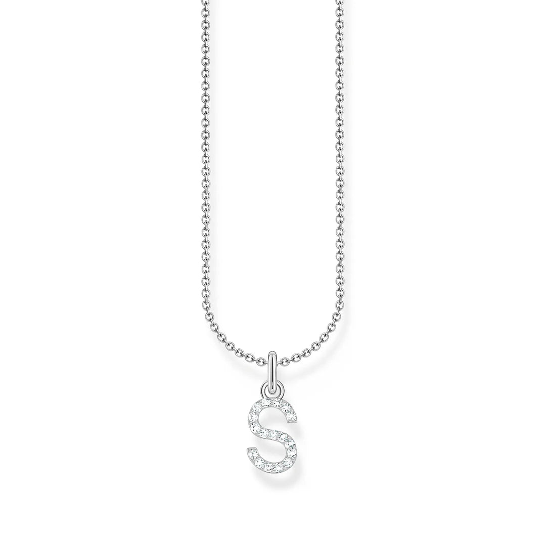 THOMAS SABO NECKLACE with Letter Pendant S and White Zirconia - SILVER TKE2258