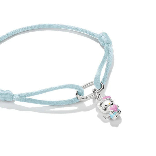 THOMAS SABO Hello Kitty Textile Bracelet Light Blue with Charm TA2244