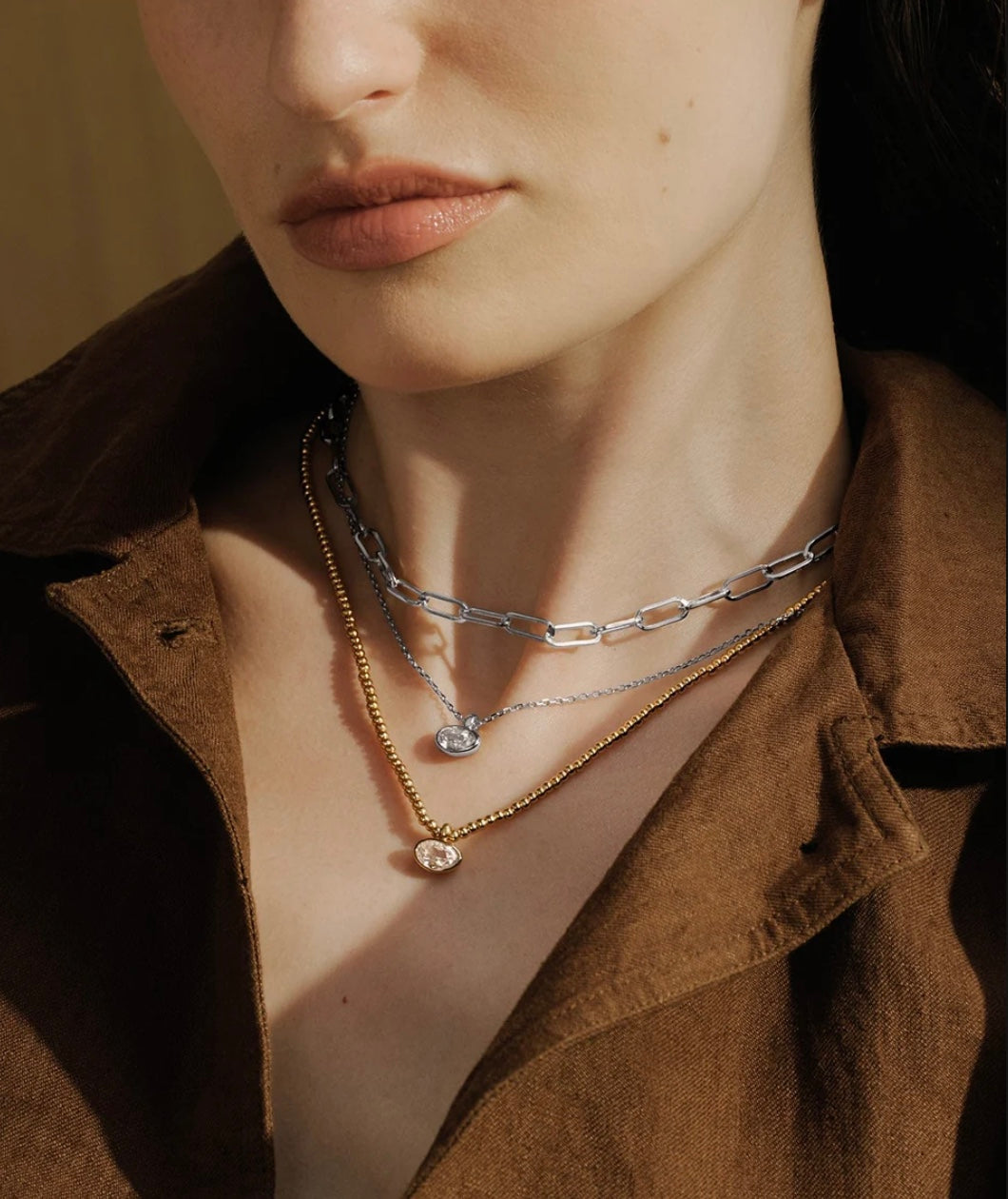 Ania Haie Silver Bezel Organic Pebble Necklace N076-03H