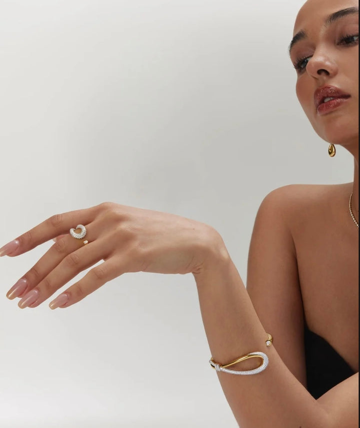 Ania Haie Gold Pave Knot Cuff 48X58mm Bracelet B077-04G