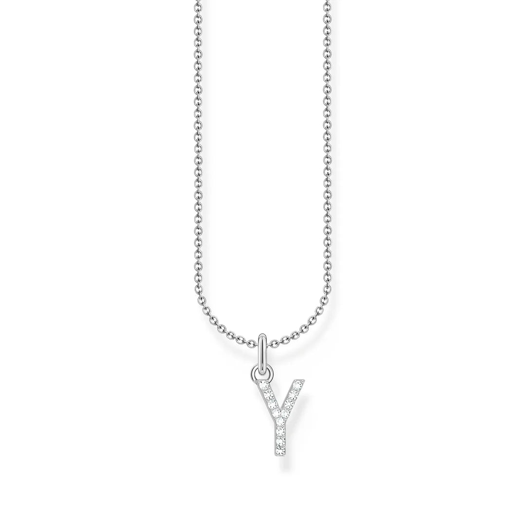 THOMAS SABO NECKLACE with Letter Pendant Y and White Zirconia - SILVER TKE2264