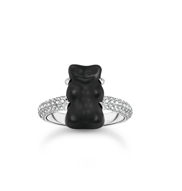 Thomas Sabo Silver Ring with Black Mini Goldbear TR2478B