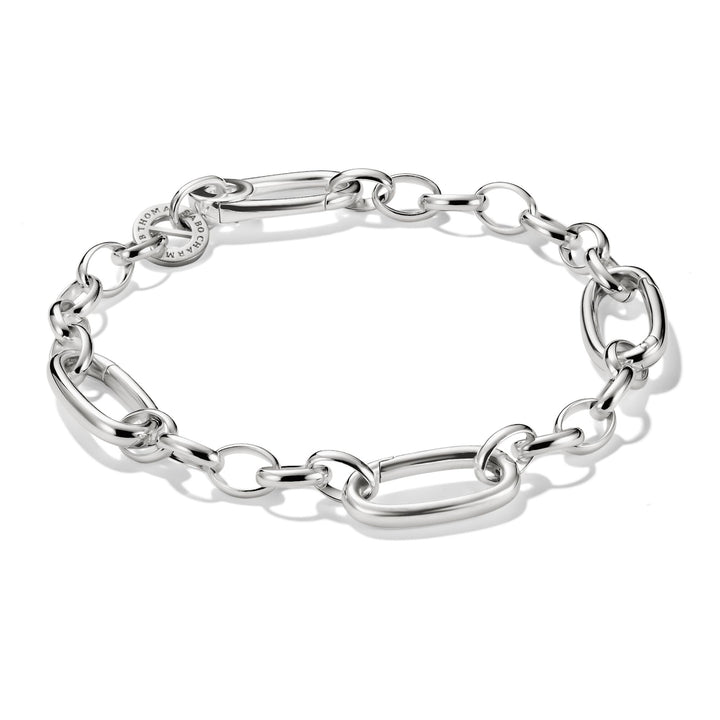 Thomas Sabo Silver-Plated Charm Club Bracelet with 3 Connect Links TC1203M