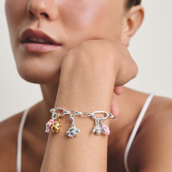 Thomas Sabo Silver-Plated Charm Club Bracelet with 3 Connect Links TC1203M