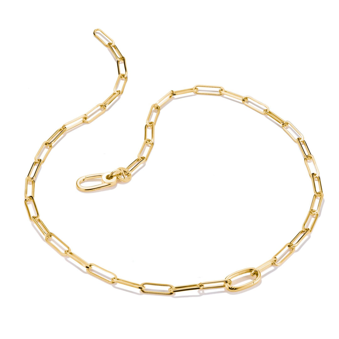 Thomas Sabo Gold-Tone Stainless Steel Charm Club Paperclip Necklace TC1207SY