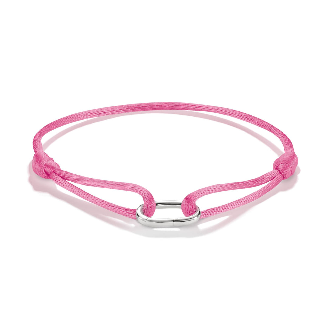 Thomas Sabo Pink Textile Charm Club Bracelet with Silver-Plated Clasp TC1210MPI