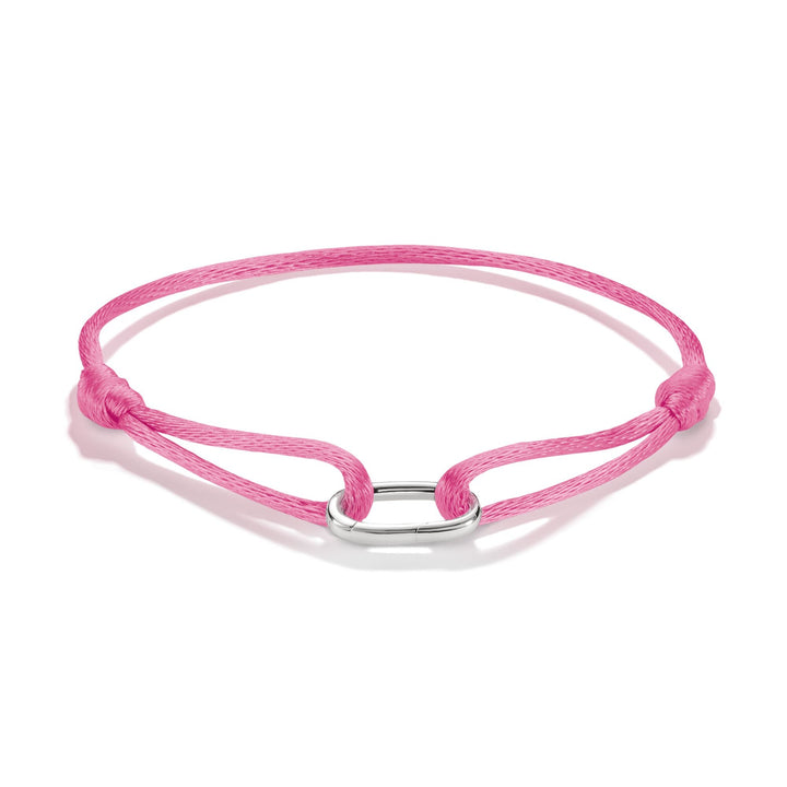 Thomas Sabo Pink Textile Charm Club Bracelet with Silver-Plated Clasp TC1210MPI