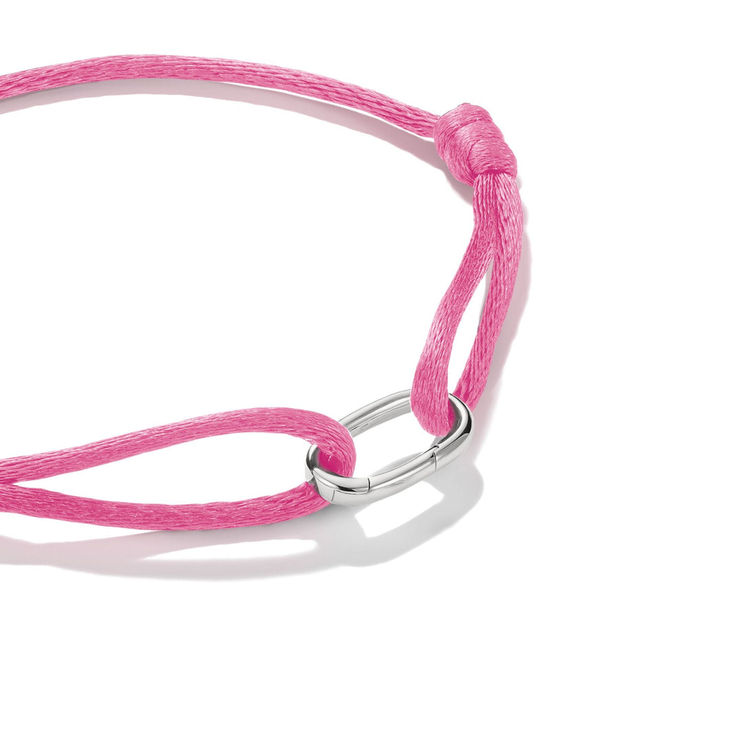 Thomas Sabo Pink Textile Charm Club Bracelet with Silver-Plated Clasp TC1210MPI