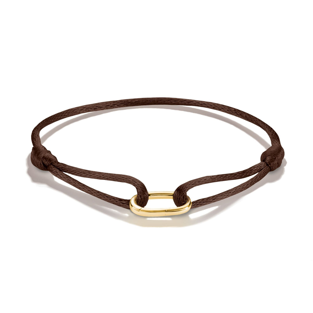 Thomas Sabo Brown Textile Charm Club Bracelet with Gold-Tone Clasp TC1210MBRY
