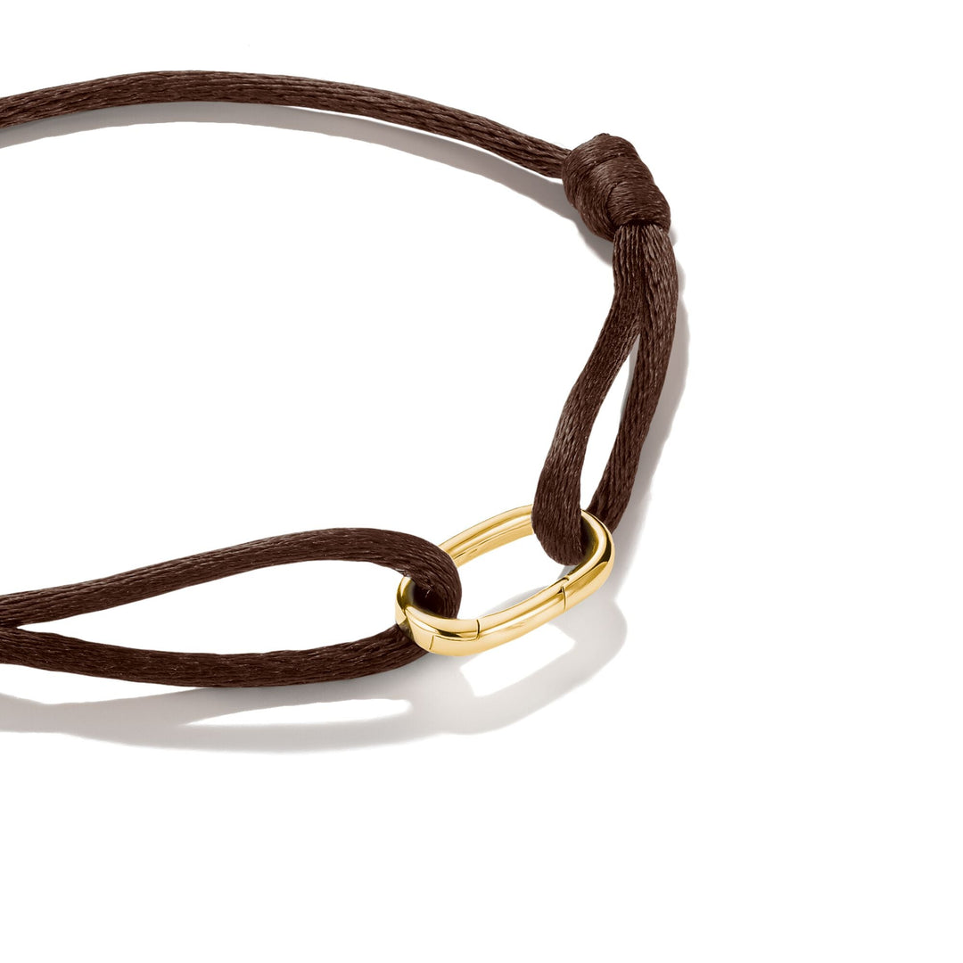 Thomas Sabo Brown Textile Charm Club Bracelet with Gold-Tone Clasp TC1210MBRY