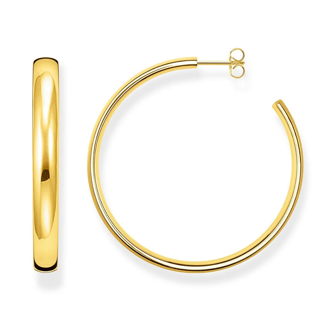 THOMAS SABO CHUNKY HOOP EARRINGS - Large Gold Plated TCR641Y