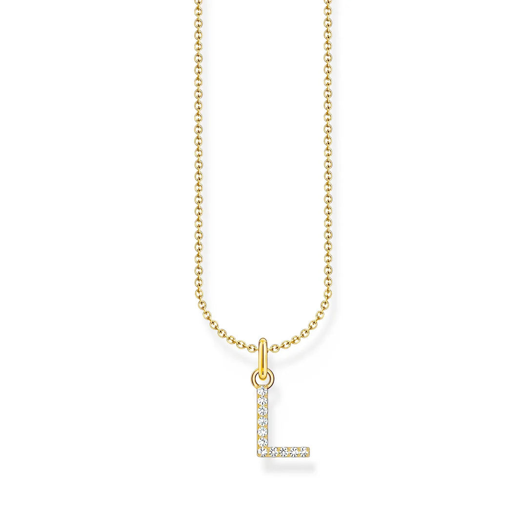 THOMAS SABO NECKLACE with Letter Pendant L and White Zirconia - GOLD TKE2251Y