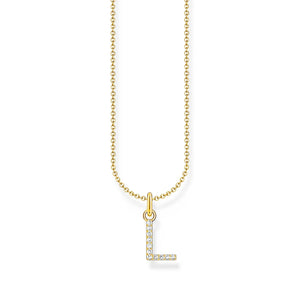 THOMAS SABO NECKLACE with Letter Pendant L and White Zirconia - GOLD TKE2251Y